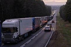 Traffic on the Polish-Belarusian border in Kuznica, Poland, last year