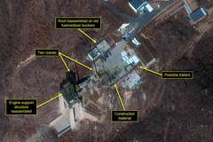  Commercial satellite imagery from March 2, 2019, shows renewed activity at Sohae, a space launch facility in North Korea. DigitalGlobe/38 North via Getty Images 