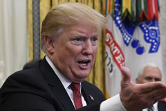 President Donald Trump speaks during a meeting with Chinese Vice Premier Liu He in the Oval Office of the White House in Washington, Thursday, Jan. 31, 2019. 