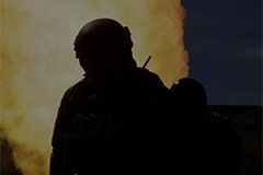 Silhouette of soldier in Ukraine