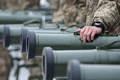 Ukrainian servicemen taking part in the armed conflict with Russia-backed separatists in Donetsk region of the country attend the handover ceremony of military heavy weapons and equipment in Kiev on November 15, 2018. Sergei Supinsky | AFP | Getty Images