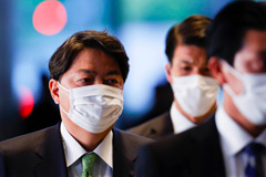 New Foreign Minister Yoshimasa Hayashi arrives at the Prime Minister's Office in Tokyo on Wednesday. | REUTERS