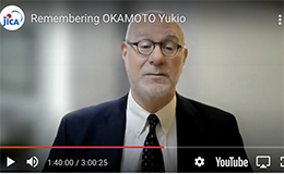 Screen shot of Richard Samuels paying tribute to Yukio Okamoto